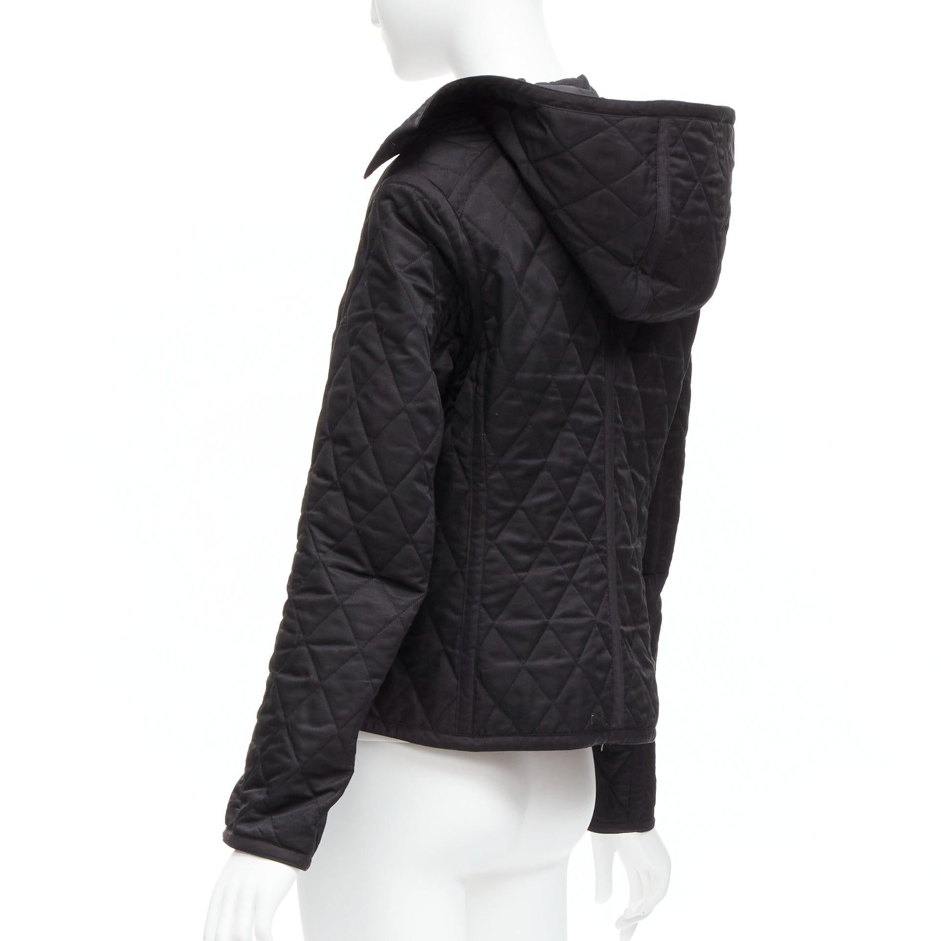BURBERRY House Check lined black diamond quilted shell hooded jacket For Sale 3