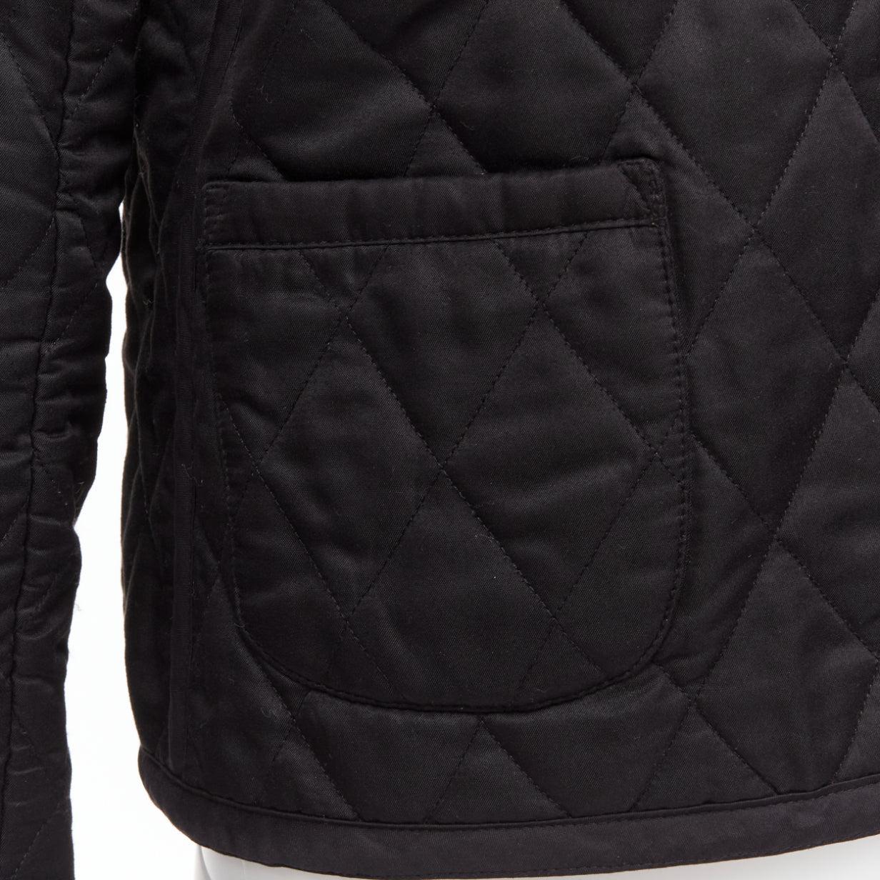 BURBERRY House Check lined black diamond quilted shell hooded jacket For Sale 5