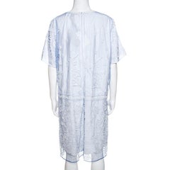 Burberry Hydrangea Blue Embroidered Tulle Short Dress L