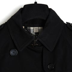 Burberry Imper FR34 38 Westminster Heritage Black Cotton Trench Coat UK6 8 US4