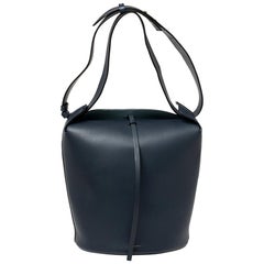 Burberry Indigo Leather Large Bucket Bag