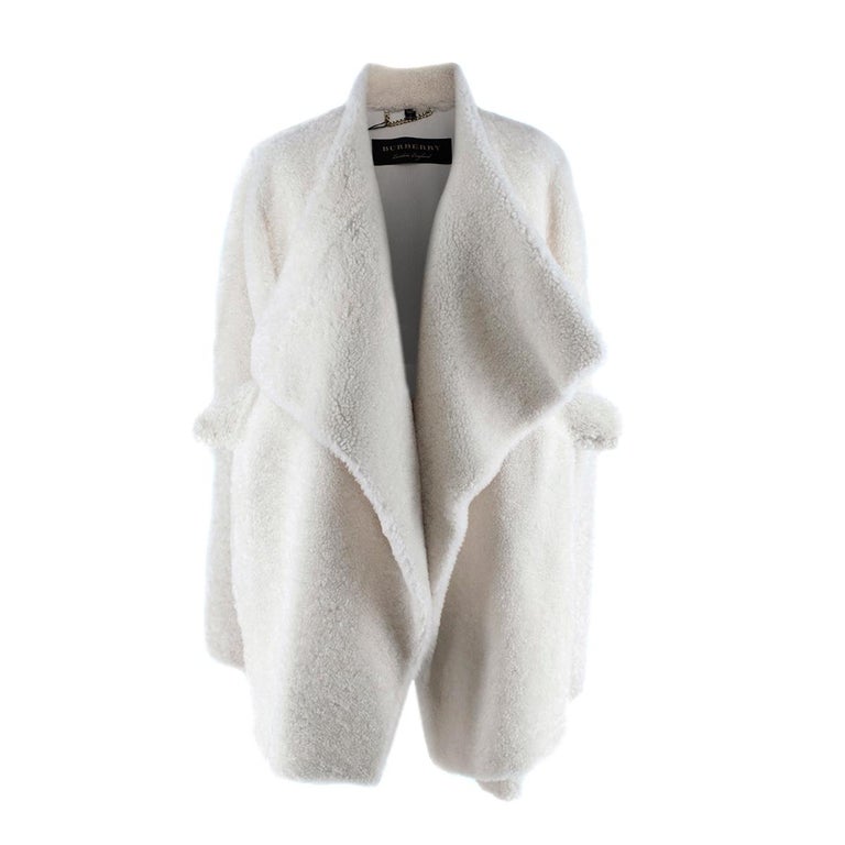 Burberry Ivory Shearling Draped Cape For Sale at 1stDibs