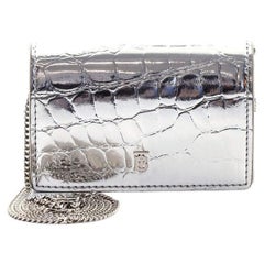 Burberry Jessie Chain Card Case Crocodile Embossed Leather