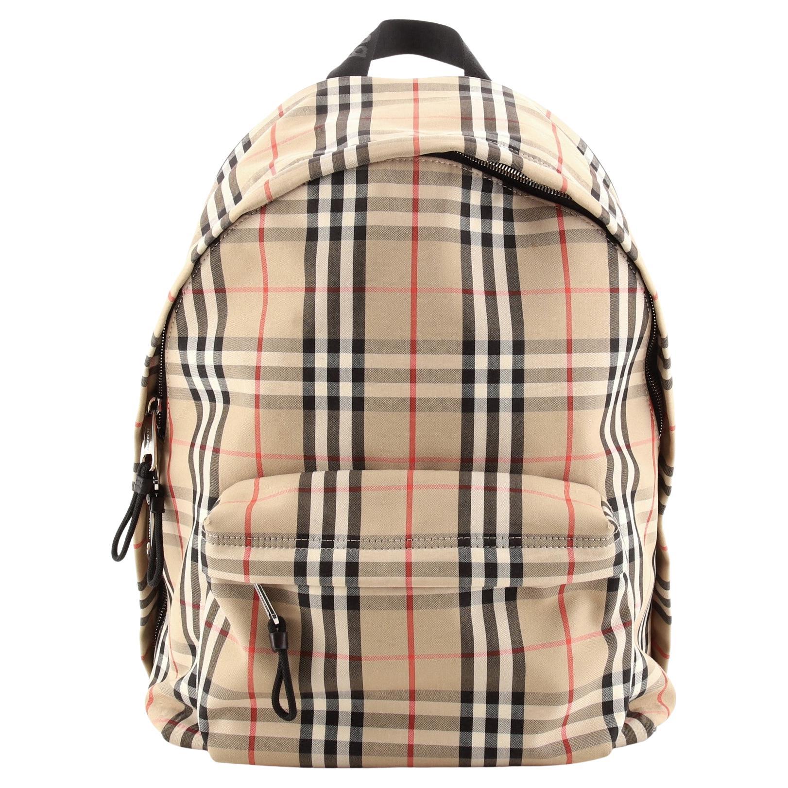 Burberry Jett Backpack Vintage Check Canvas Medium For Sale at 1stDibs