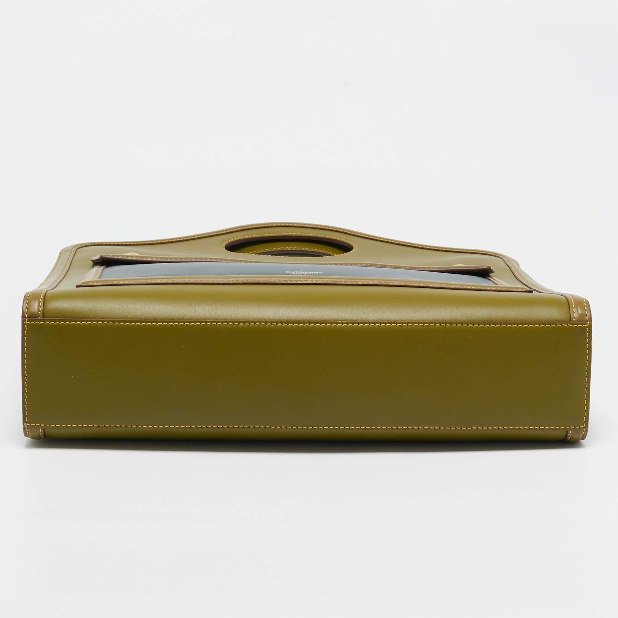 Burberry - Fourre-tout à pochettes moyennes en cuir vert/bleu Juniper en vente 1