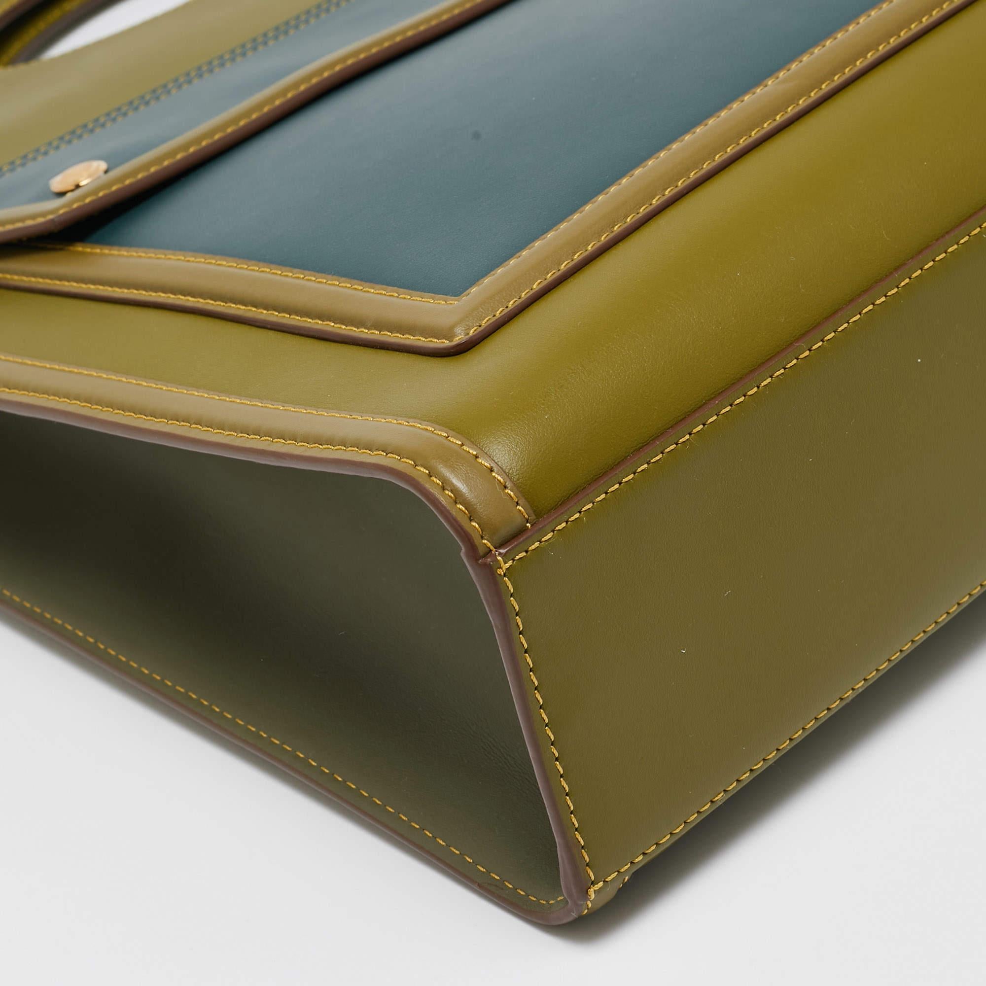 Burberry - Fourre-tout à pochettes moyennes en cuir vert/bleu Juniper en vente 4