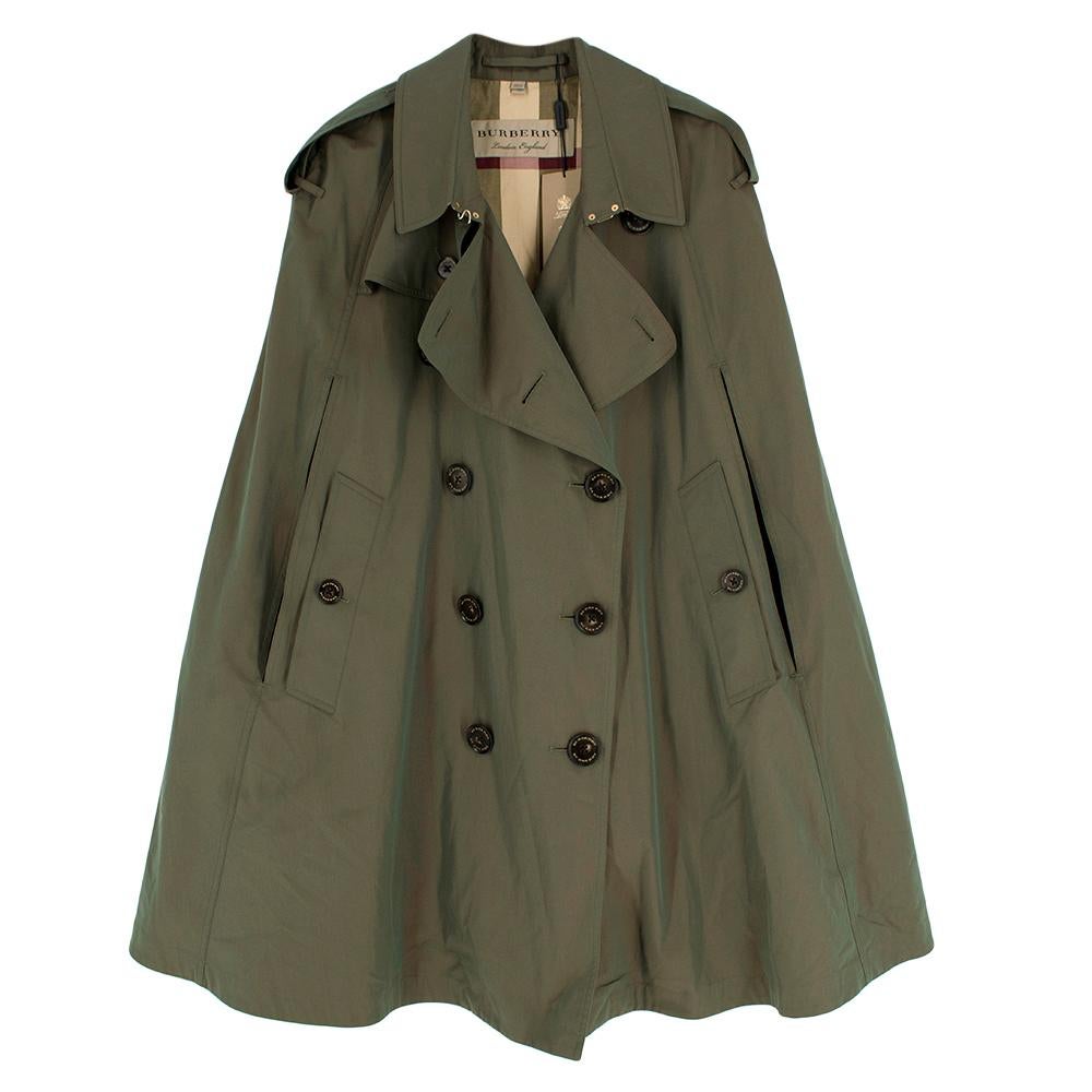 Burberry Khaki Double Breasted Cotton Trench Cape US6 5