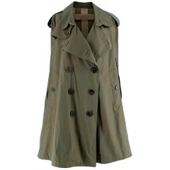 Burberry Khaki Double Breasted Cotton Trench Cape US6