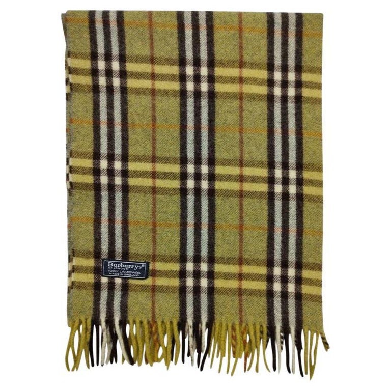 Burberry Khaki Green Nova Check Classic Scarf 862733 For Sale at 1stDibs |  green check scarf, good scarf length, khaki green scarf
