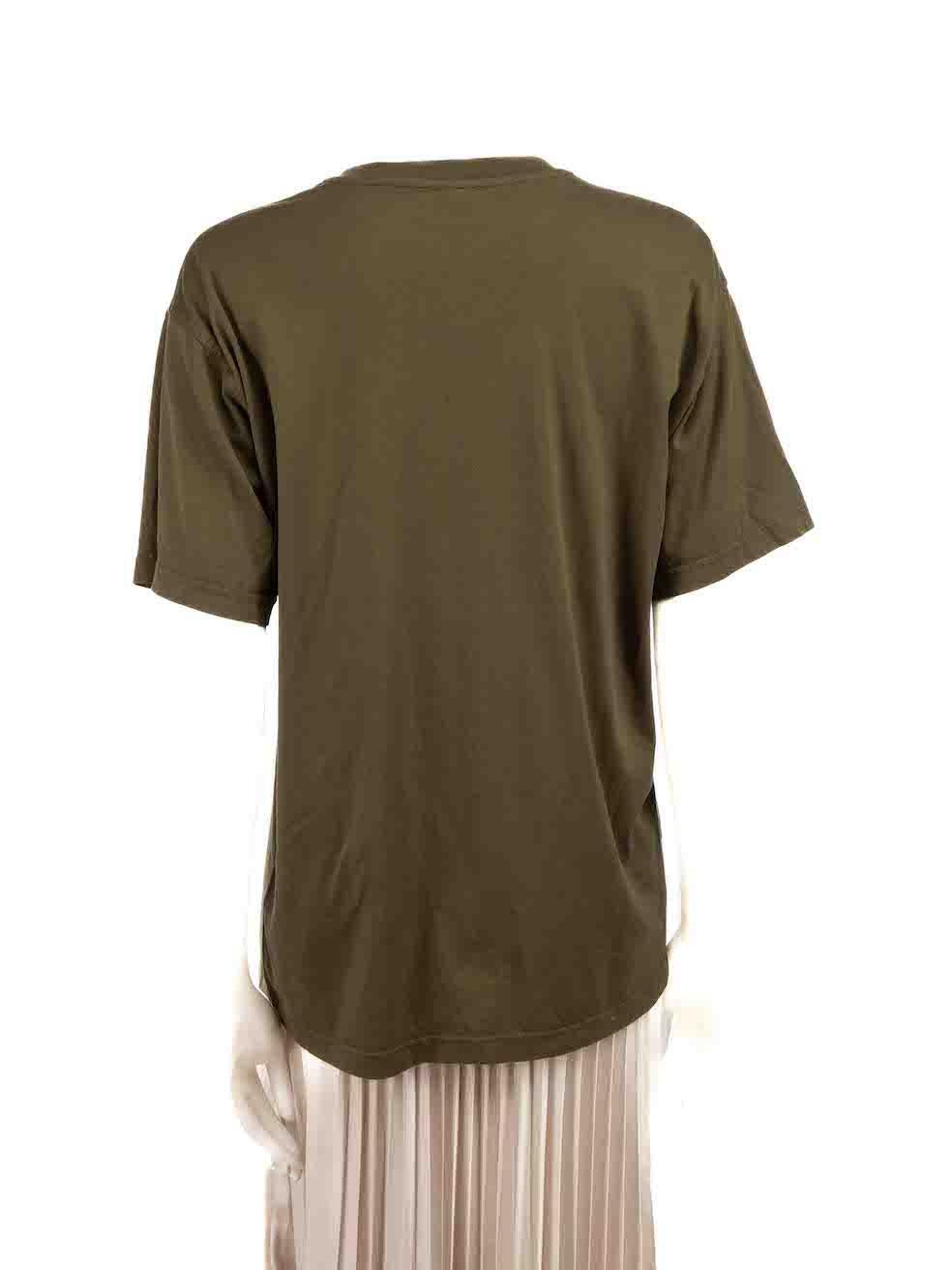 Burberry Khaki Logo Print T-Shirt Size XS In New Condition In London, GB