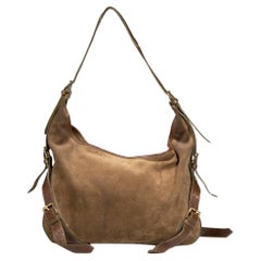 Burberry Khaki Suede Hobo Shoulder Bag