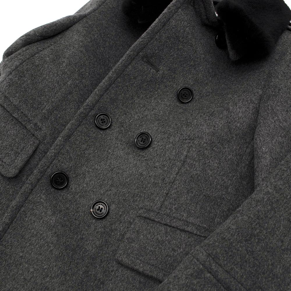 Women's or Men's Burberry Kids 6Y Grey Wool & Cashmere Mink Fur Collar Coat 