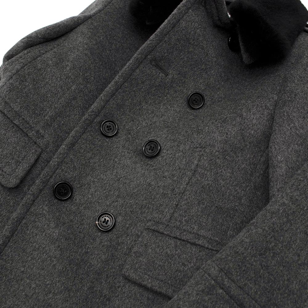 Women's or Men's Burberry Kids 6Y Grey Wool & Cashmere Mink Fur Collar Coat