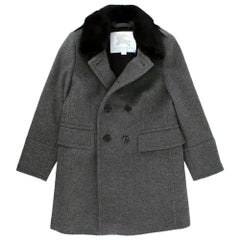 Burberry Kids 6Y Grey Wool & Cashmere Mink Fur Collar Coat 