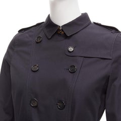BURBERRY Kids Mini Sandringham black cotton double breasted trench coat 14Y