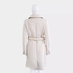 Burberry Lainey Belted Trench Coat Leather Trim Snap Front L