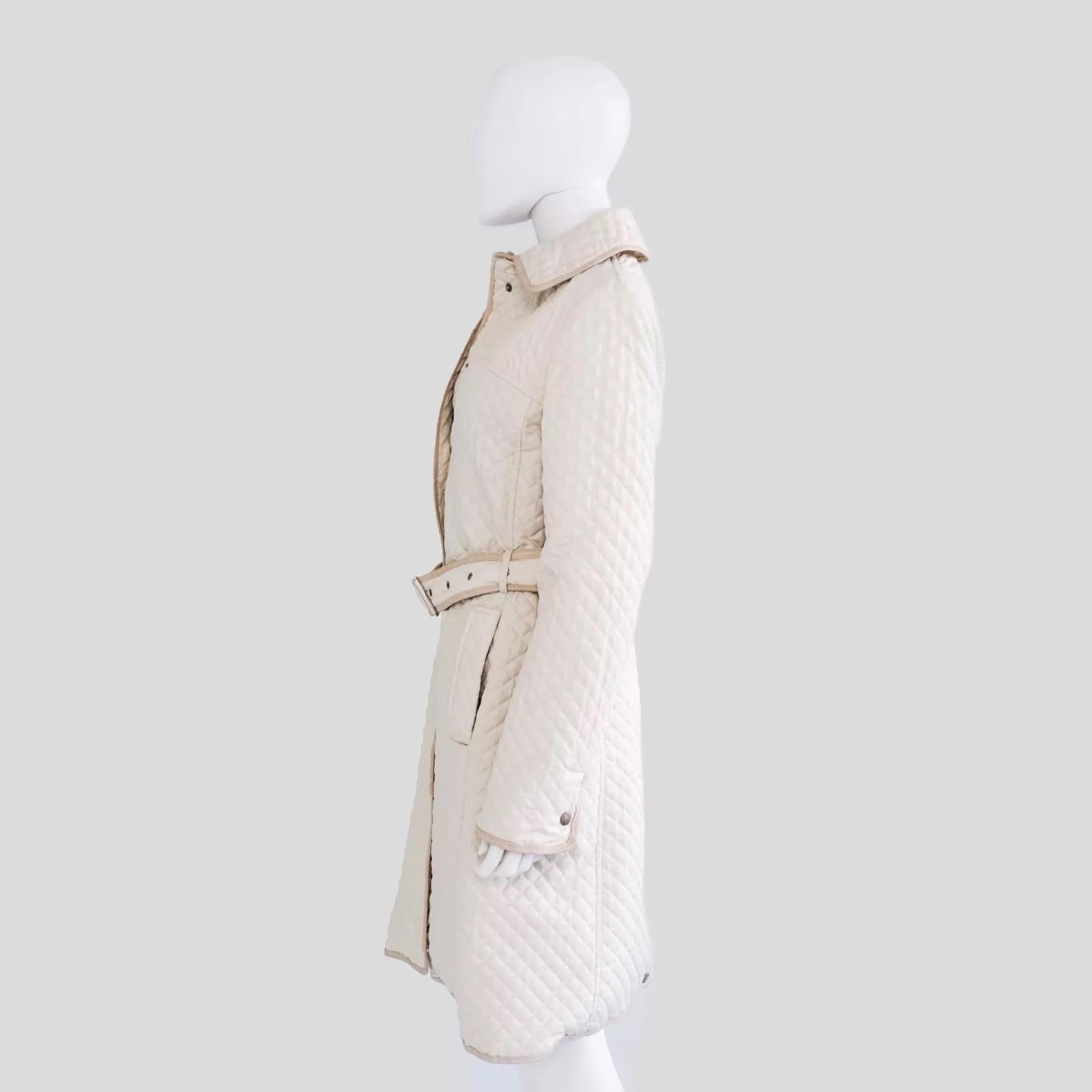 Gray Burberry Lainey Belted Trench Coat Leather Trim Snap Front L For Sale