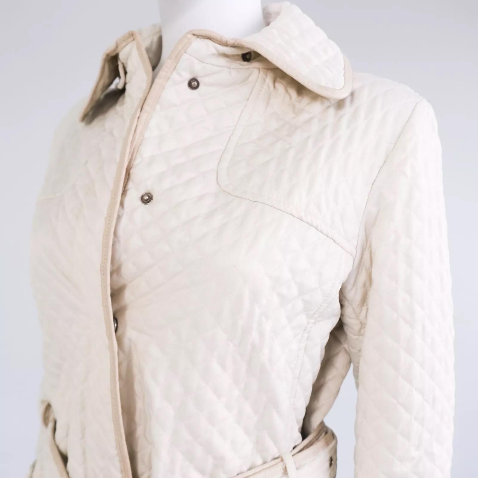 Burberry Lainey Belted Trench Coat Leather Trim Snap Front L In Good Condition For Sale In Montreal, Quebec