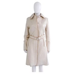 Burberry Lainey Belted Trench Coat Leather Trim Snap Front L
