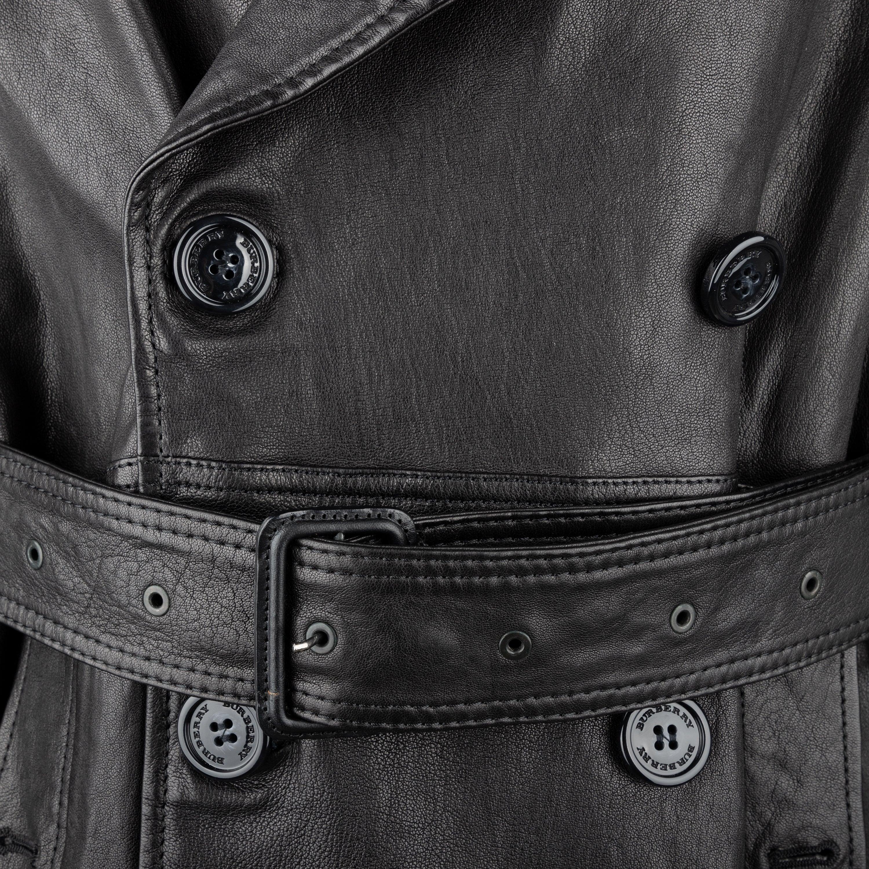 Black Burberry Lambskin Leather Trench Coat - '00s For Sale