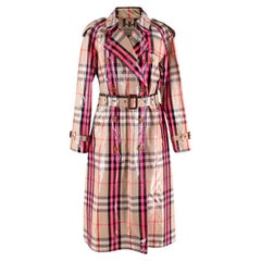 Burberry Laminated Neon Pink House Check Trench Coat