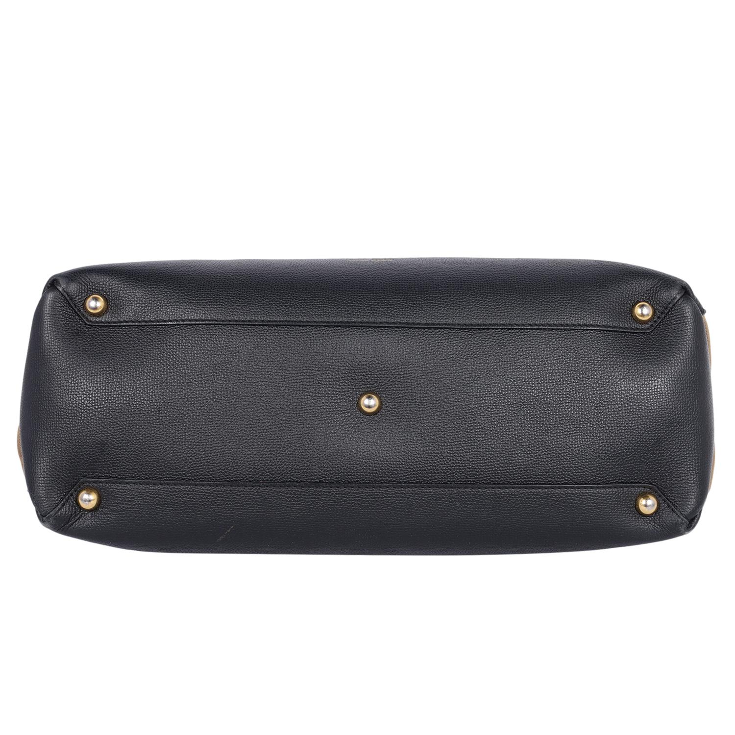 Burberry Large Banner House Check Leather Tote Shoulder Bag Black 6