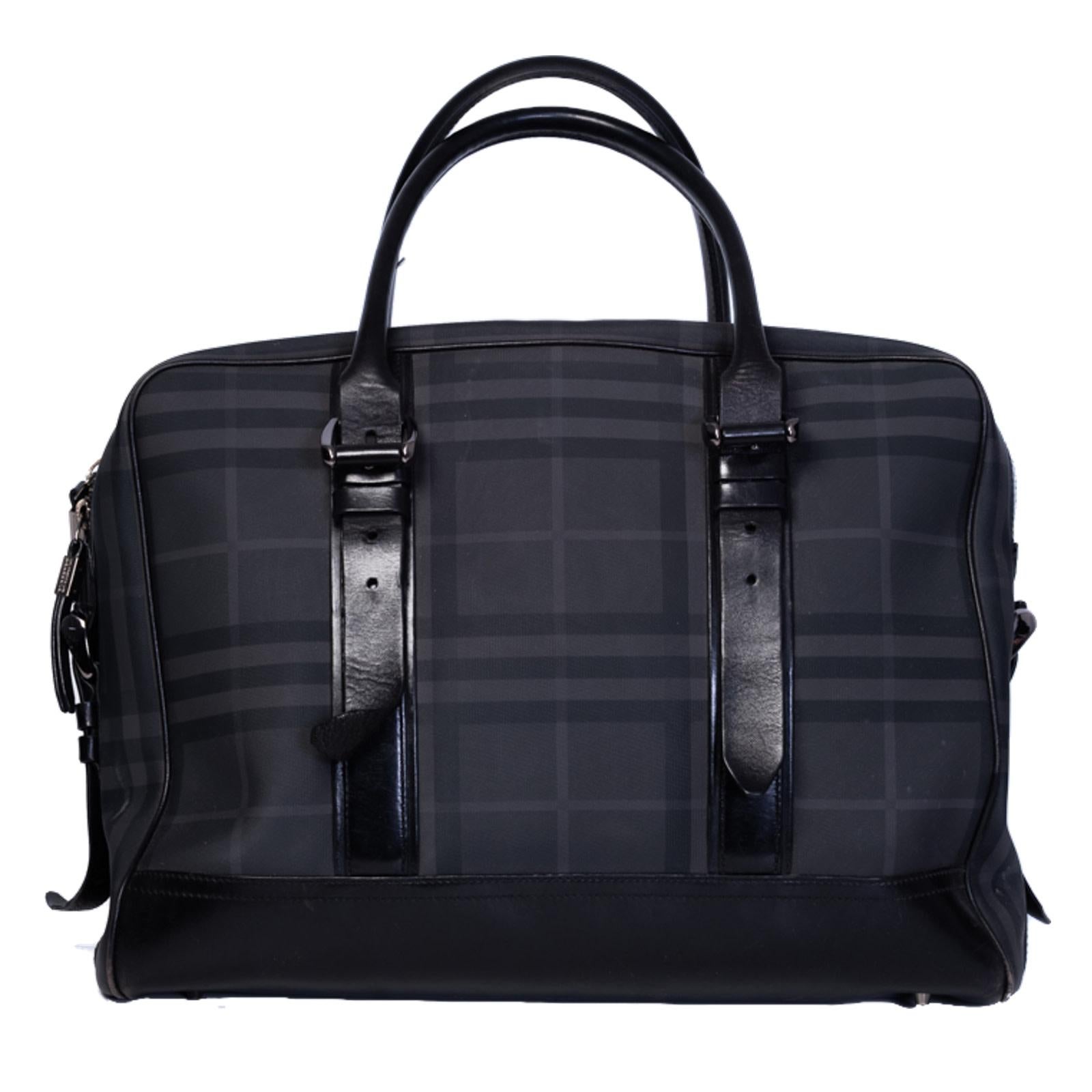 Women's or Men's Burberry Large Black London Check Briefcase Bag