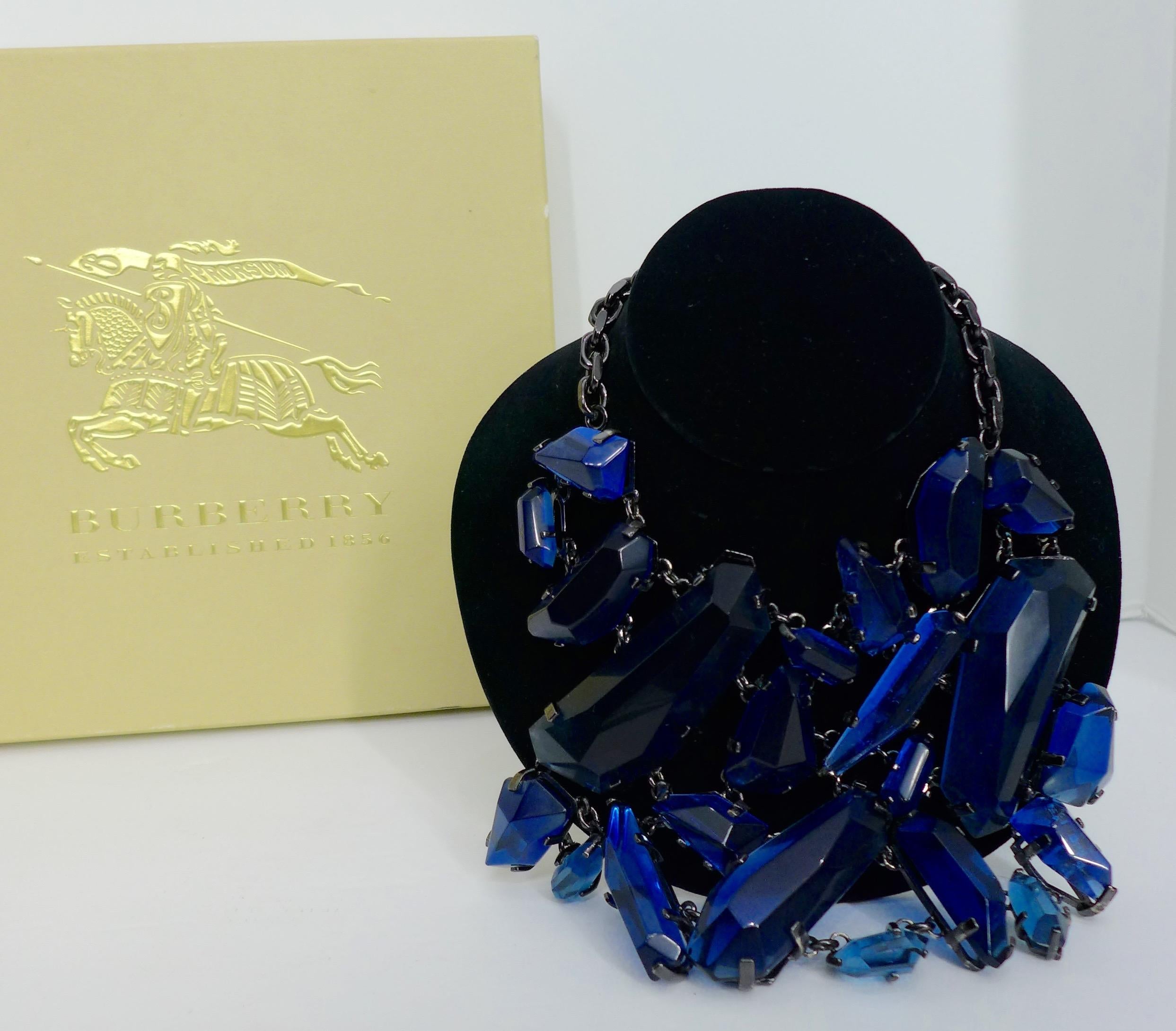 Women's BURBERRY Large Blue Rhinestone Necklace
