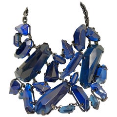 BURBERRY Large Blue Rhinestone Necklace