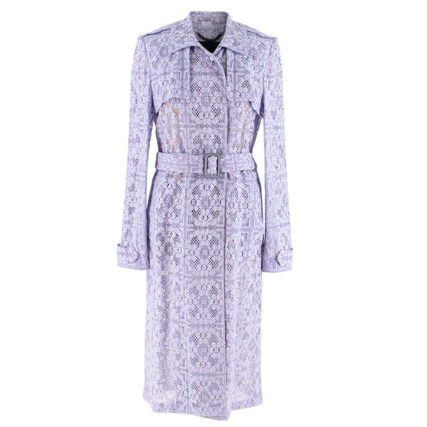 Burberry Prorsum lightweight trench coat with a classic style silhouette and intricate floral lace. RRP 

- Notched lapels
- Double-breasted button
Main Fabric:
- 95% cotton
- 5% polyamide

- Dry clean only
- Made in Italy

Please note, these items