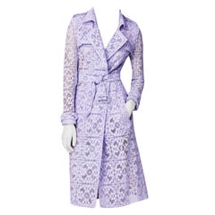 Burberry Lavender Floral Lace Trench Coat  M 44