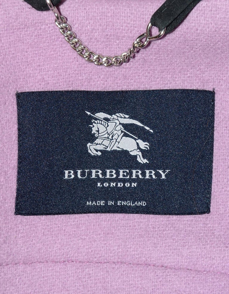 Burberry Lavender Mini Duffle Toggle Coat W/ Hood Sz S For Sale at 1stDibs
