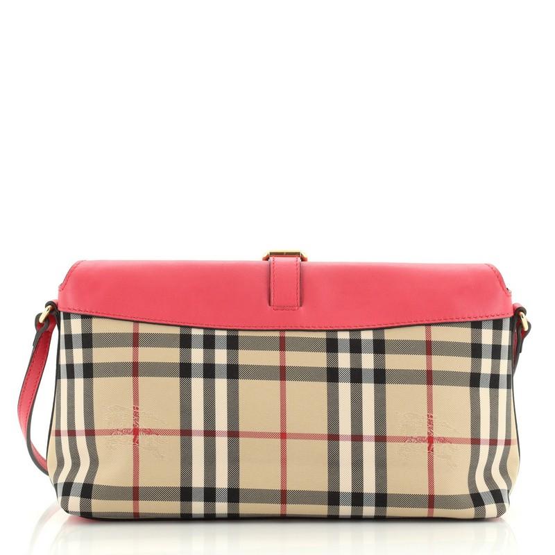 Beige Burberry Leah Clutch Bag Horseferry Check Canvas Small