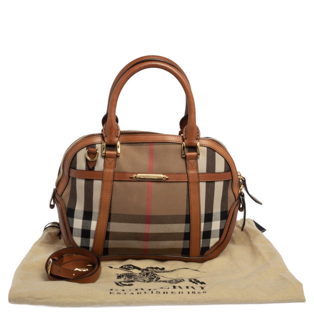 Burberry Leather And Canvas Birdle House Check Orchard Small Bowling Bag 4