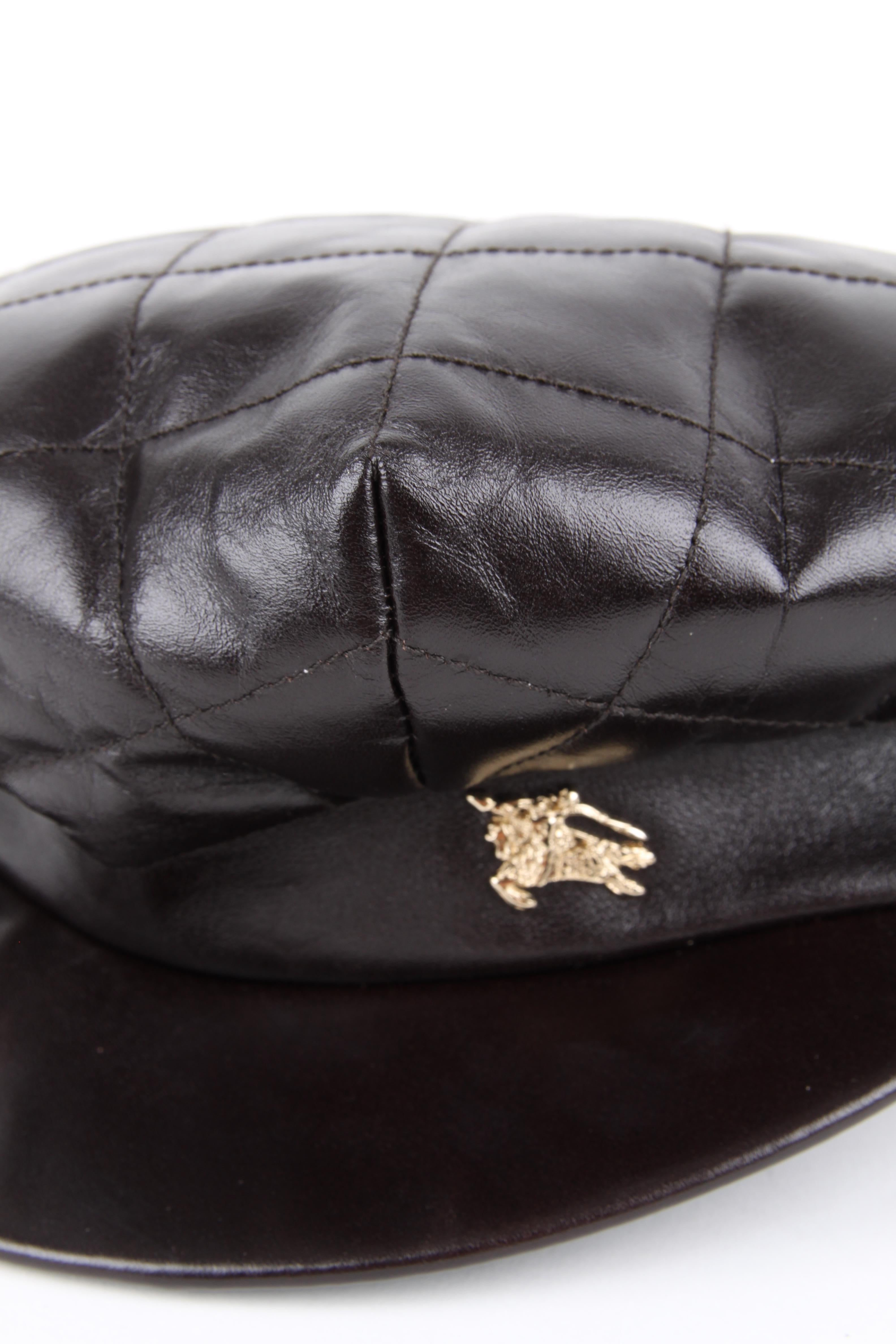 Burberry Leather Hat In Good Condition For Sale In Baarn, NL