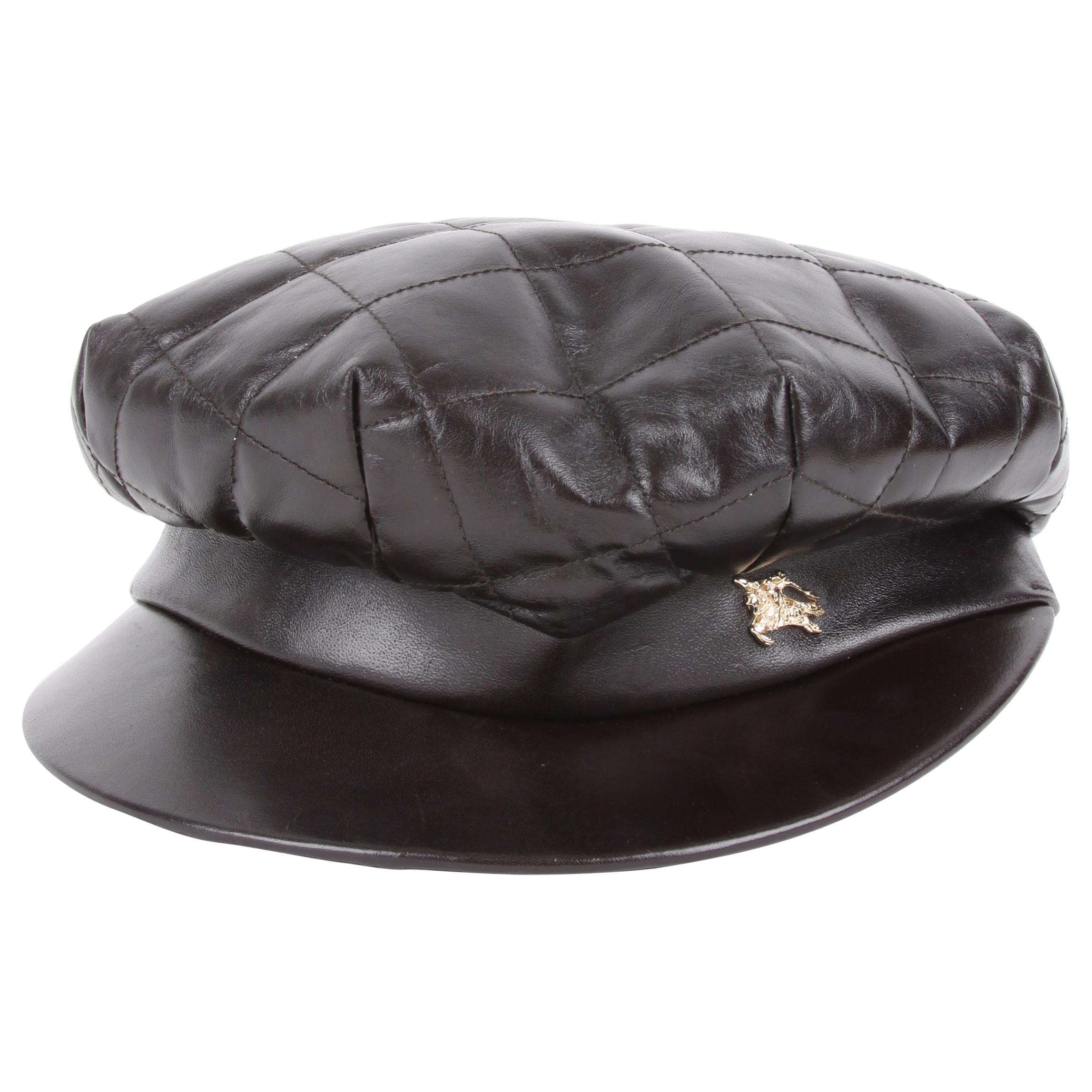 Burberry Leather Hat For Sale