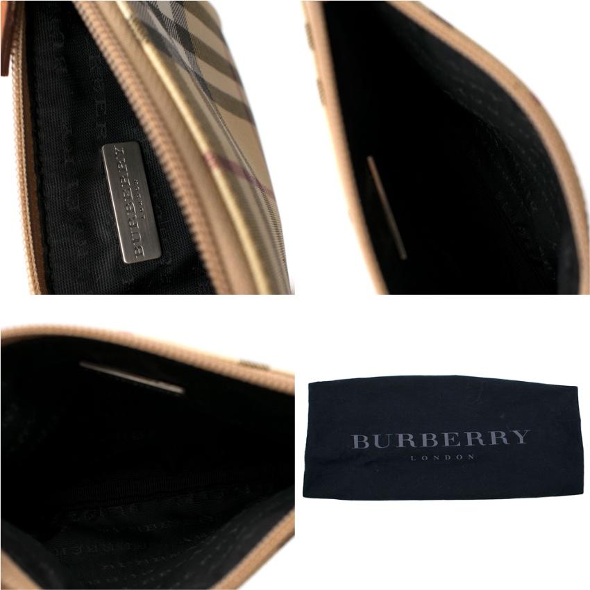 Women's Burberry Leather & PVC Tote Bag with Nova Check Pouch 30cm