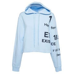 Burberry Light Blue Cotton Horseferry Cropped Hoodie M