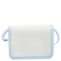 Burberry Light Blue/Cream Canvas and Leather TB Shoulder Bag