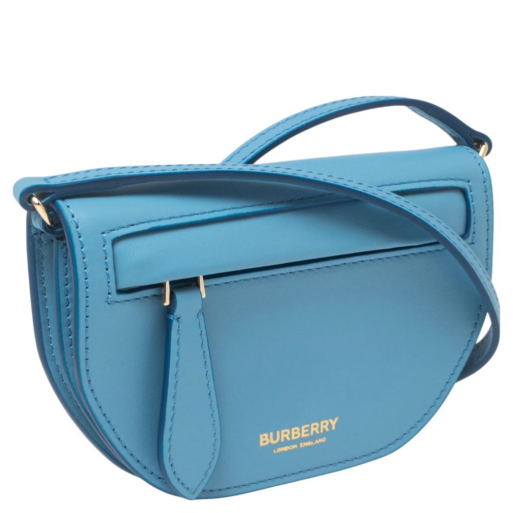 Burberry Light Blue Leather Micro Olympia Bag In Excellent Condition In Dubai, Al Qouz 2