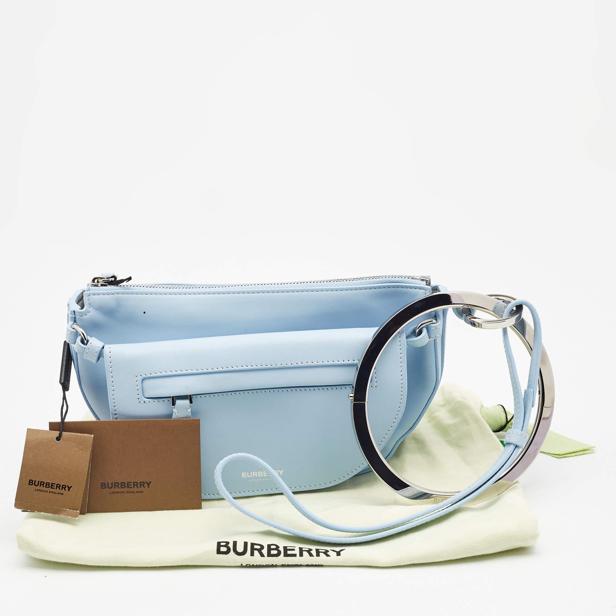 Burberry Light Blue Leather Mini Double Olympia Clutch Bag 8