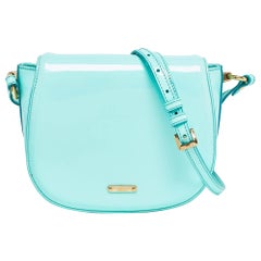 Burberry Light Blue Patent Leather Small Leigh Crossbody Bag