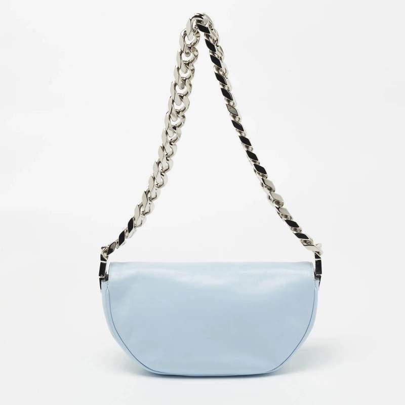 Burberry Light Blue Soft Leather Small Olympia Shoulder Bag In Excellent Condition For Sale In Dubai, Al Qouz 2