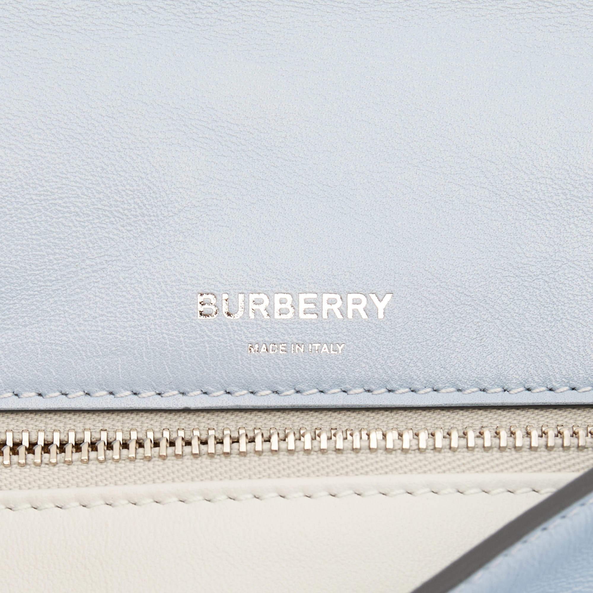 Burberry Light Blue Soft Leather Small Olympia Shoulder Bag For Sale 2