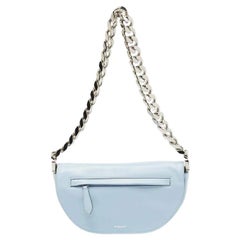 Burberry Light Blue Soft Leather Small Olympia Shoulder Bag