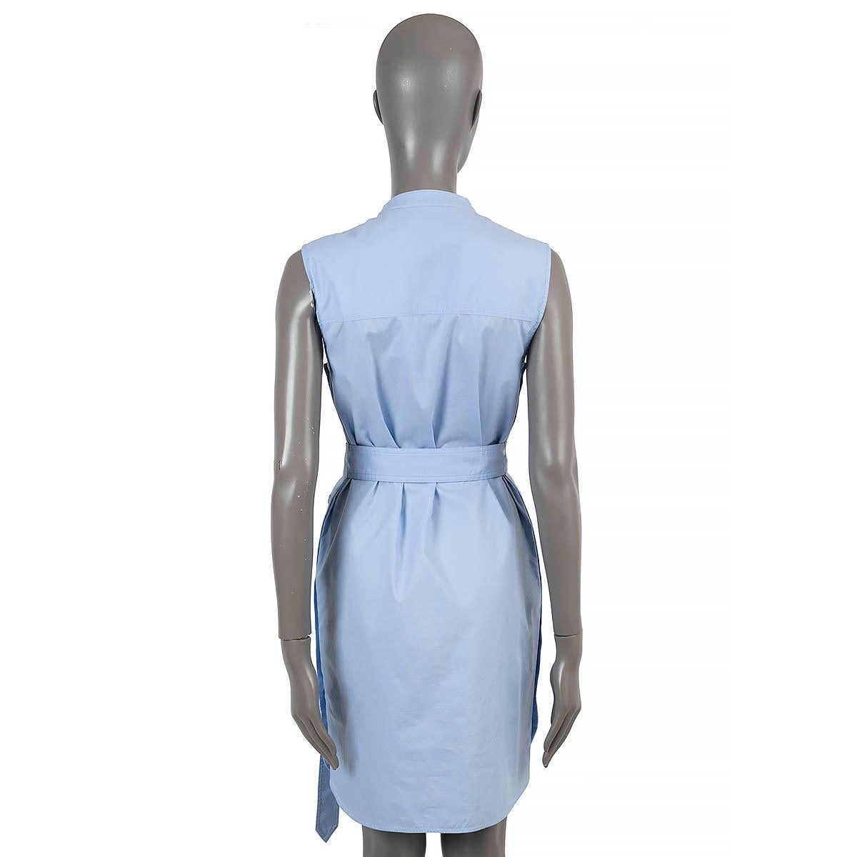 BURBERRY light blue & white cotton 2022 MAISY LOGO BELTED SHIRT Dress 4 XXS In Excellent Condition For Sale In Zürich, CH