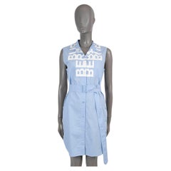 BURBERRY light blue & white cotton 2022 MAISY LOGO BELTED SHIRT Dress 4 XXS