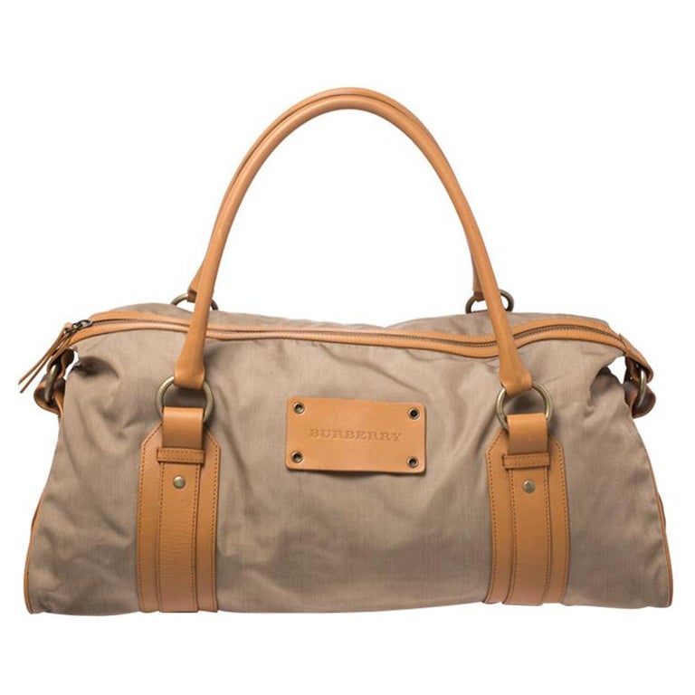 Burberry Light Brown Canvas and Leather Duffle Bag at 1stDibs | burberry  duffle bag