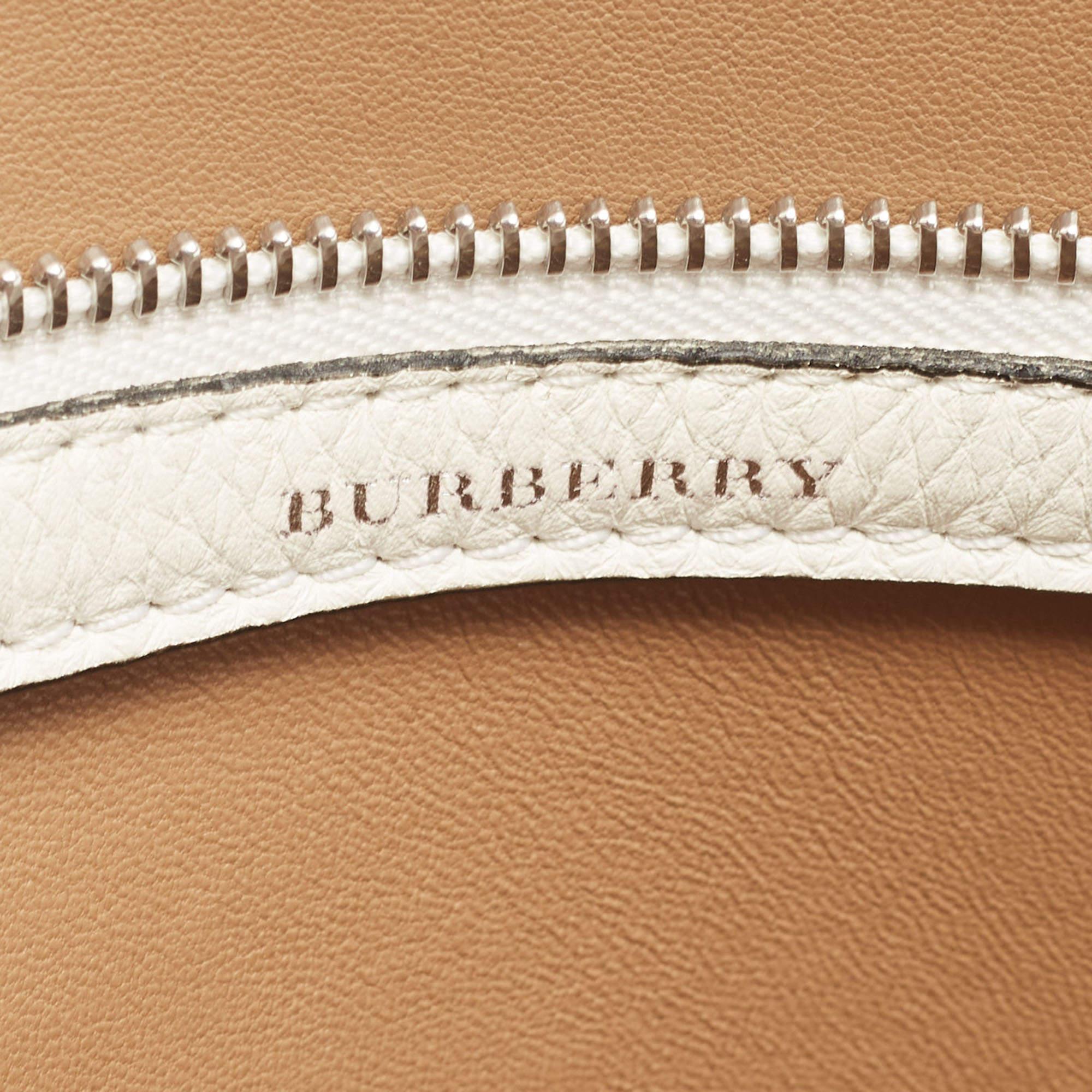 Burberry Light Brown/White Leather Medium Marais Clutch 5