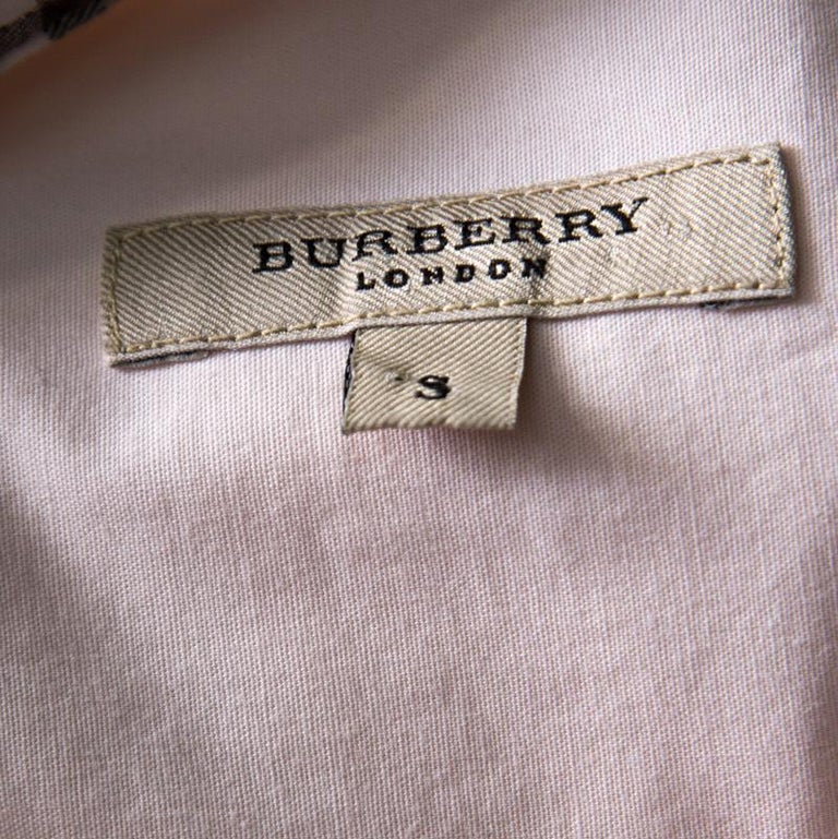Burberry Light Pink Cotton Button Down Full Sleeve Shirt S For Sale at